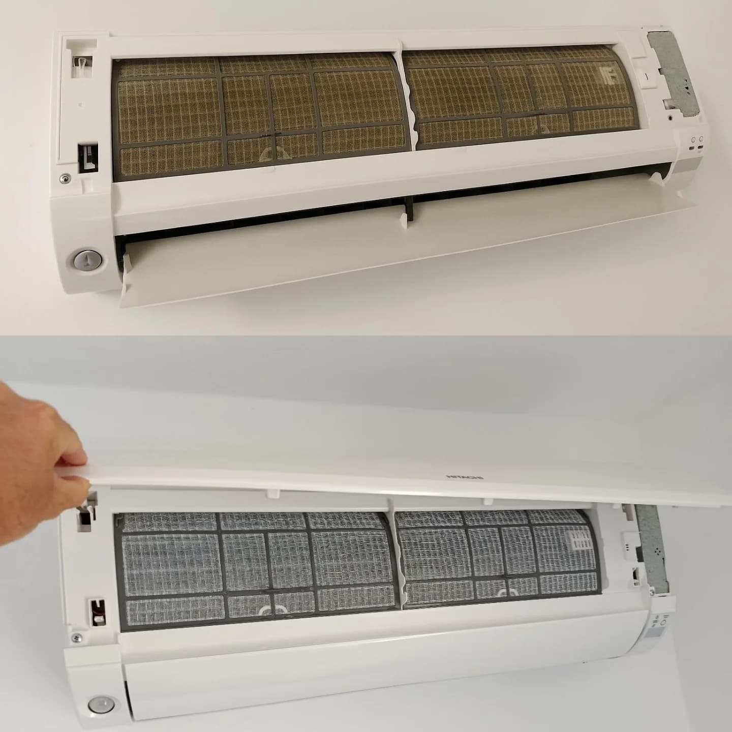 Filtre climatiseur avant/après nettoyage